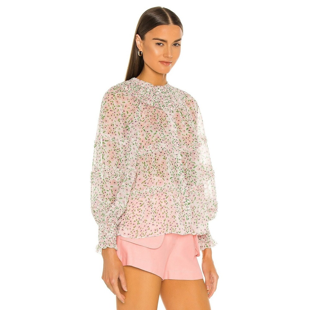 Alice + Olivia Top Womens S Ditsy Floral Margery Ruffle Blouse Peasant Feminine